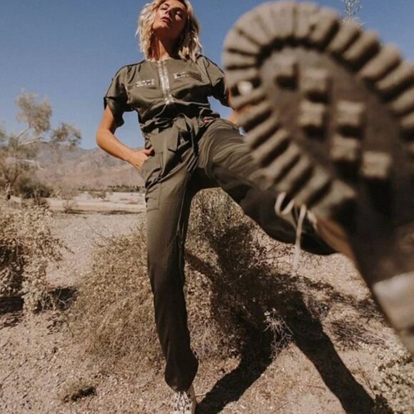 INSPR Pants - NEW INSPR x Tezza Terrarium Moon Jumpsuit Size Medium Utility Moss Green